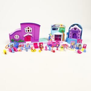 Mixed Lot Polly Pocket Pollyville Camping Hotel Snowball Ski Lodge Micro-Dolls